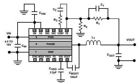 Application Circuit Diagram - Renesas Electronics ISL85009 Synchronous Buck Regulator